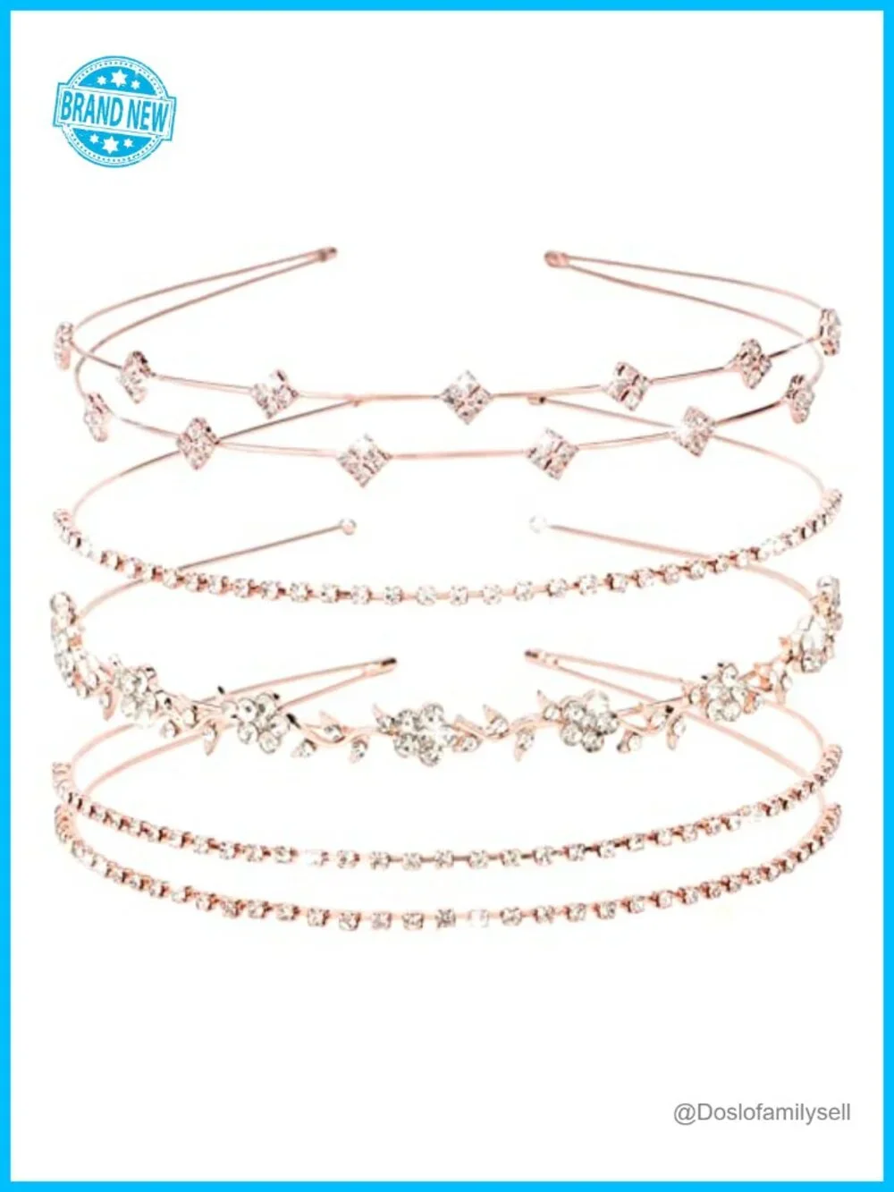 4-Piece Rhinestone Headband Tiara Wedding Hair Accessories Adjustable